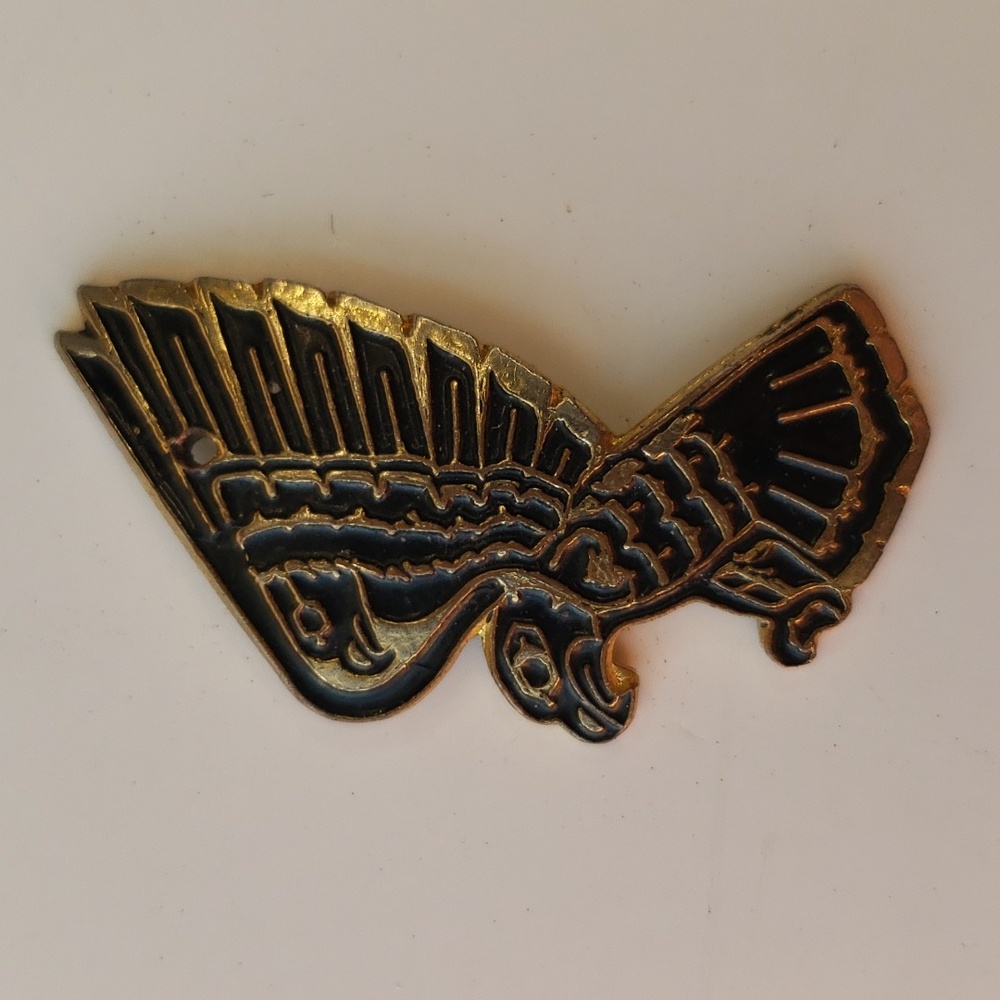 Black & Gold Native Formline Haida Thunderbird necklace pendant 1.5" Tall